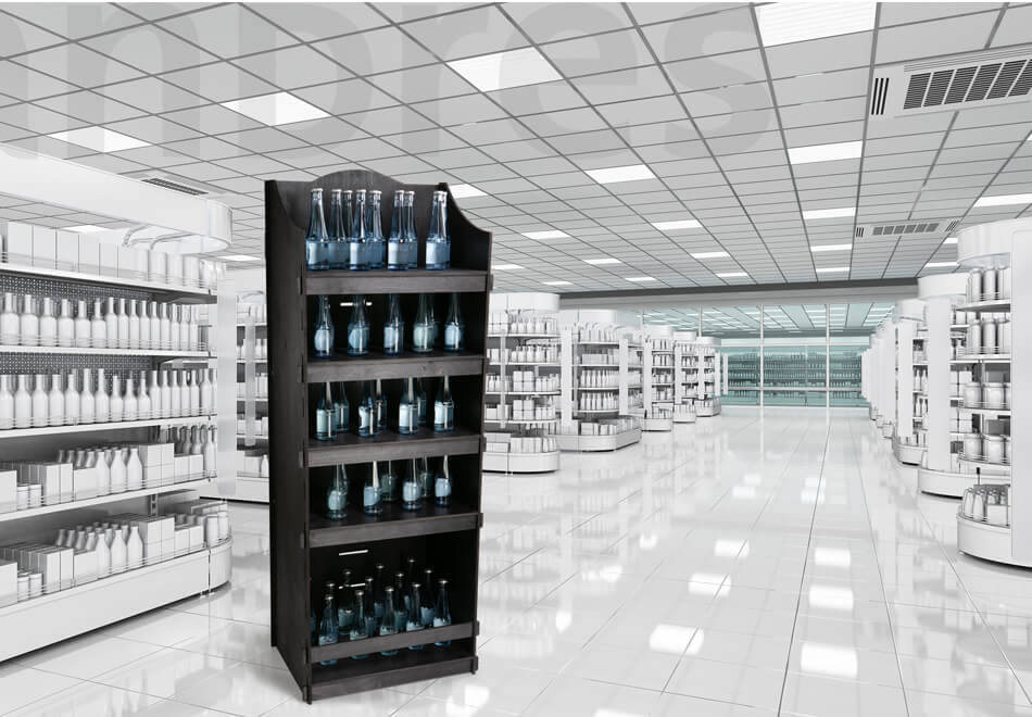 andres/Holzdisplays/Flaschendisplay/Steckdisplay/Resysta/MDF/Bambus/Bodendisplay/Steckregal